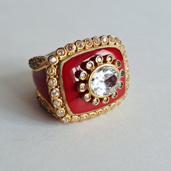 New Women's Red Resin Cubic Zirconia Ring Size 7 - Picture 2 of 13